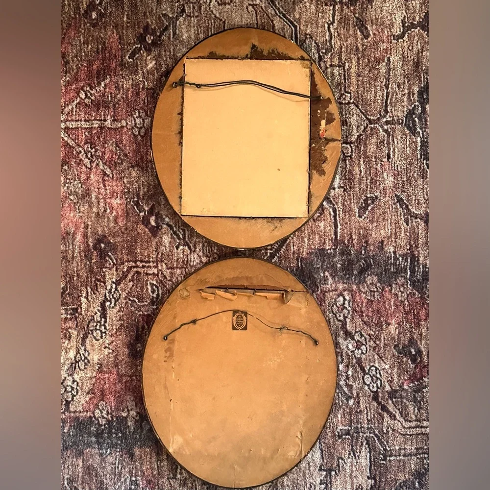 Antique Black Oval Carved Wood Frames with Vintage Victorian Lady Prints